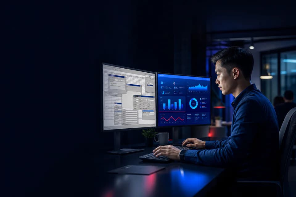 Cambodian engineer modernizing a legacy interface into a clean business dashboard